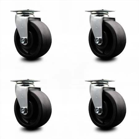 Service Caster 5 Inch Glass Filled Nylon Wheel Swivel Caster Set with Ball Bearings SCC SCC-20S520-GFNB-4